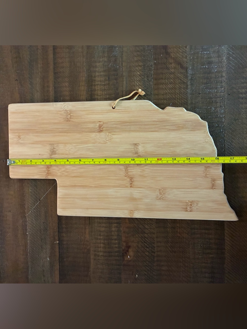 Nebraska-shaped Bamboo Serving/Charcuterie Board - Natural Light Wood - Picture 3 of 4